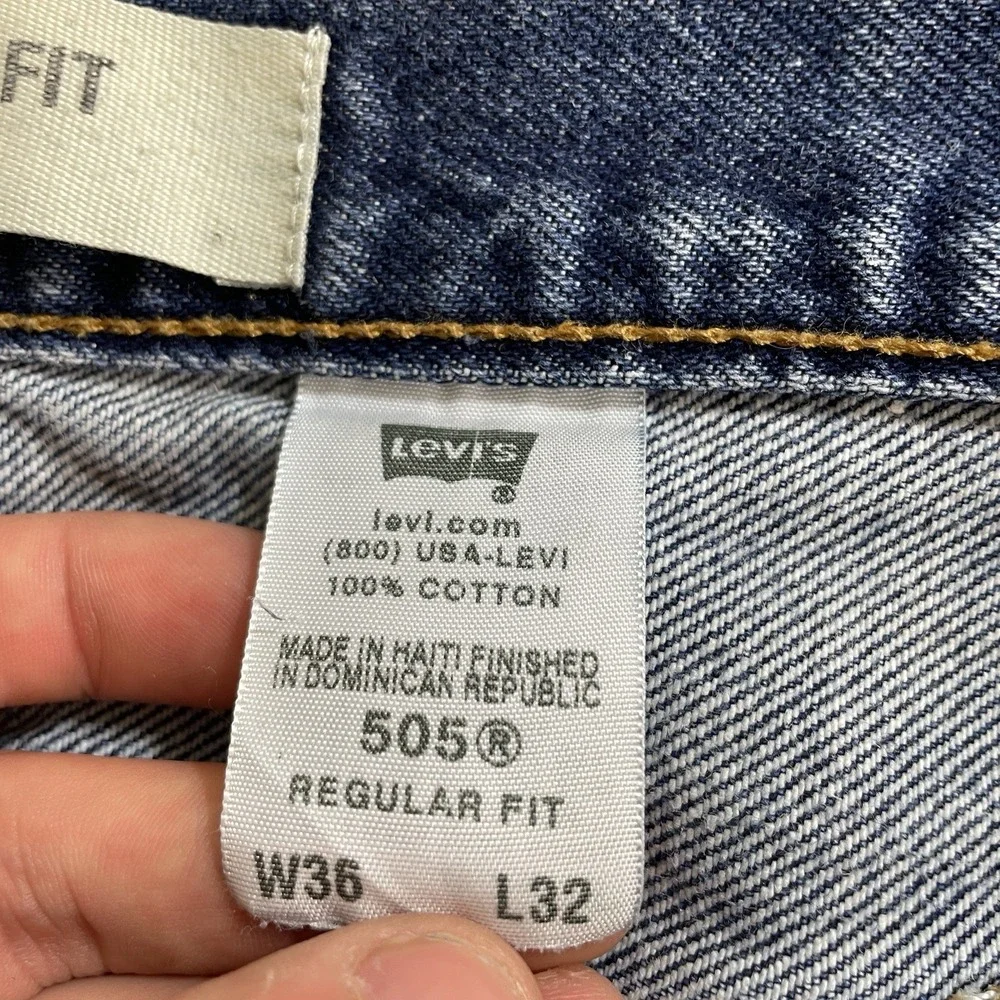 Vtg Levis 505 Jeans Mens 36x32 (fit 34x31) Y2K 2000s Whisker Fade Dark Wash